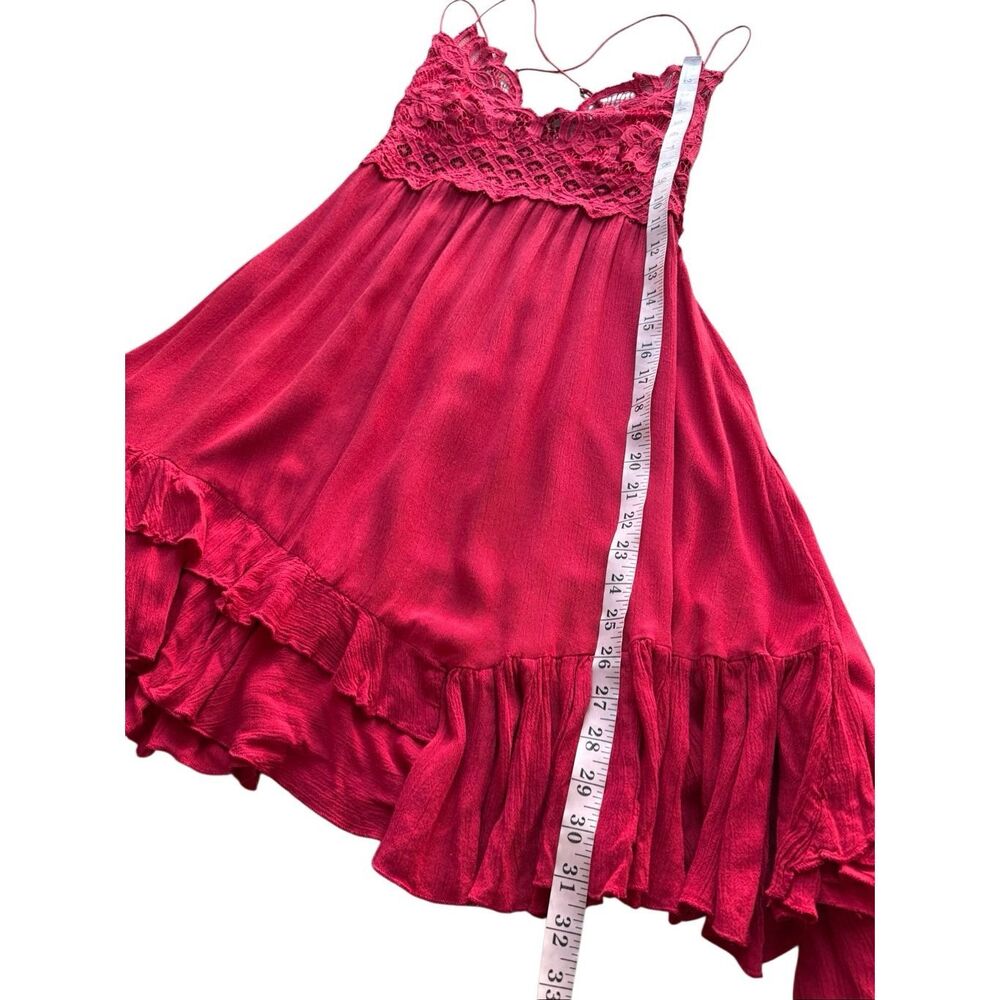 Free People Adella Slip Red Lace Dress Size M - Picture 12 of 13